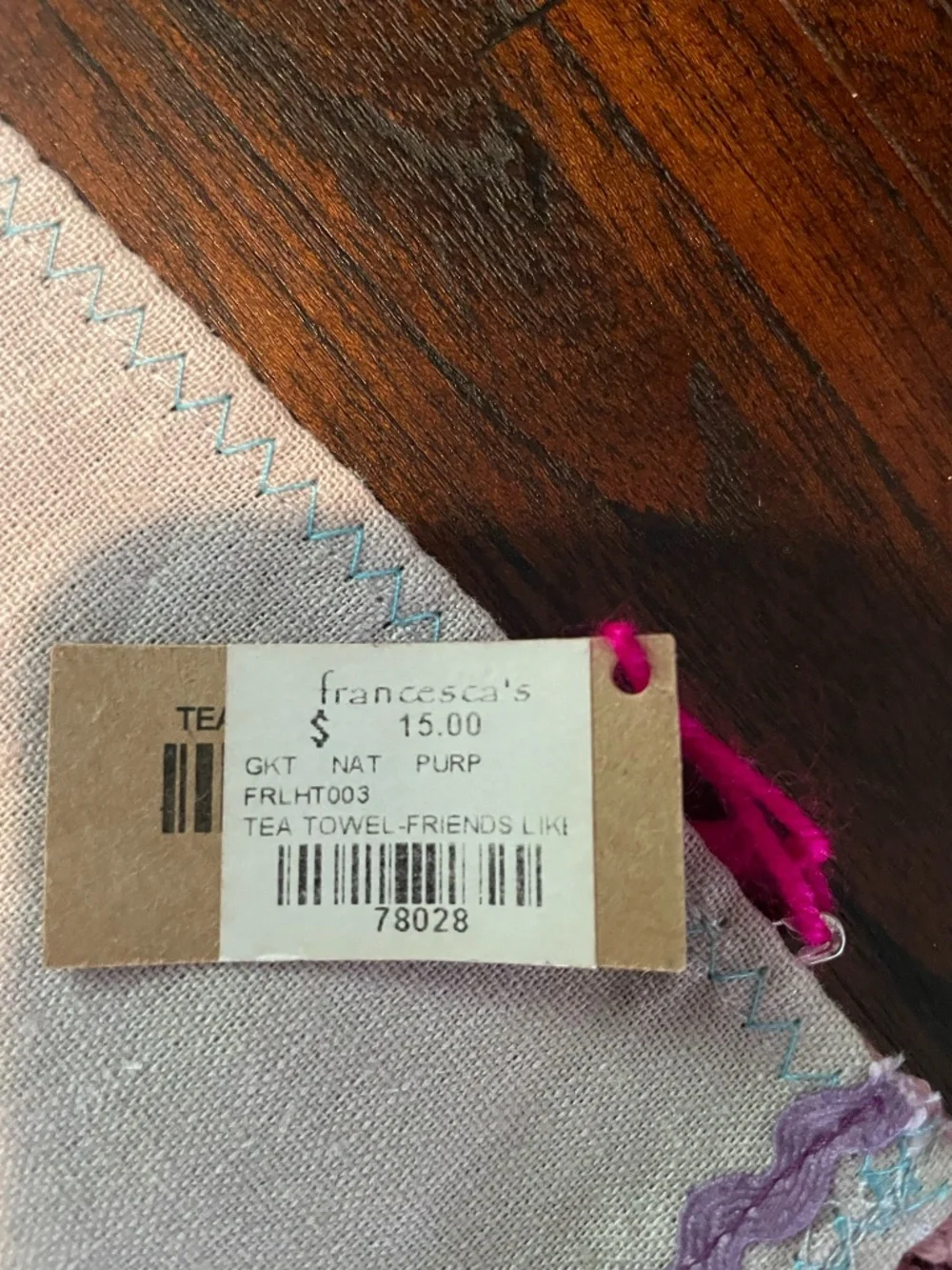 Natural Life Embroidered Linen Hand Towel
